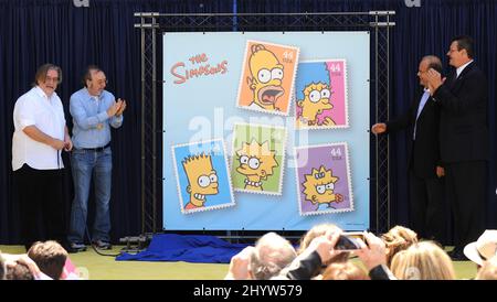 Matt Groening, James Brooks and Kelsey Grammer at 'The Simpsons' Stamp Dedication Ceremony held at Fox Studio, Los Angeles Stock Photo