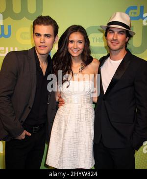 Paul Wesley, Nina Dobrev and Ian Somerhalder at the CW Network 2009 Upfront party held at Madison Square Garden, New York Stock Photo