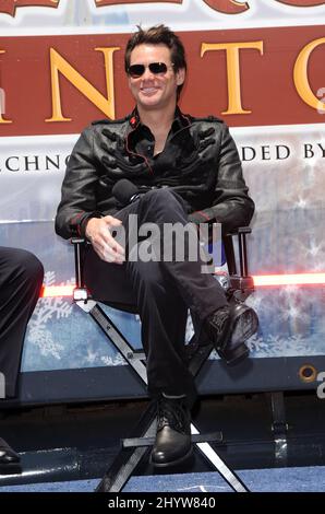 Jim Carrey at a Press Conference for Disney's Christmas Carol held at Union Station, Los Angeles, USA Stock Photo