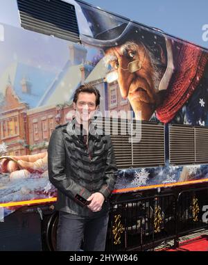 Jim Carrey at a Press Conference for Disney's Christmas Carol held at Union Station, Los Angeles, USA Stock Photo