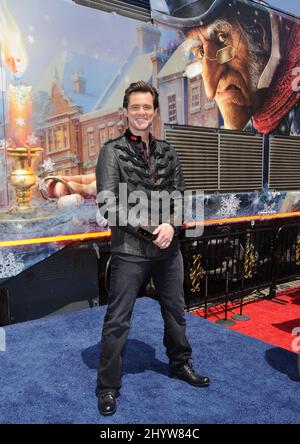 Jim Carrey at a Press Conference for Disney's Christmas Carol held at Union Station, Los Angeles, USA Stock Photo