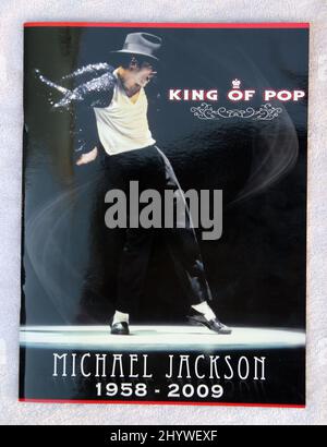 Michael Jackson Memorial program booklet is seen during the Michael Jackson Memorial at the Staple Center in Los Angeles, CA, on July 7, 2009. Stock Photo