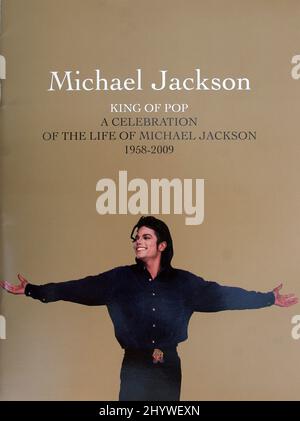 Michael Jackson Memorial program booklet is seen during the Michael Jackson Memorial at the Staple Center in Los Angeles, CA, on July 7, 2009. Stock Photo