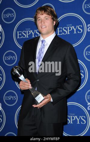 Matthew Stafford in the press room at the 17th Annual ESPY Awards held at the Nokia Theatre, Los Angeles, USA. Stock Photo