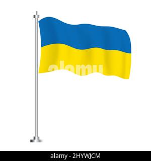 Ukraine Flag. Isolated Wave Flag of Ukraine Country. Vector Illustration. Independence Day. Stock Vector
