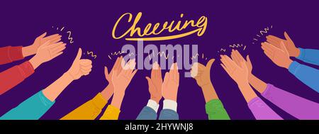 Applause, cheering concept. Crowd cheers and clap hands vector illustration Stock Vector