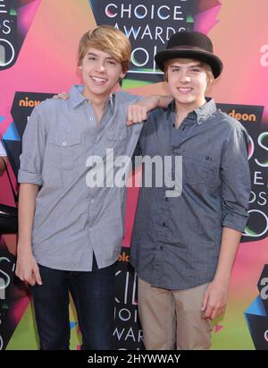 Cole Sprouse and Dylan Sprouse arriving at Nickelodeon's 23rd Annual Kid's Choice Awards in Westwood, Los Angeles. Stock Photo