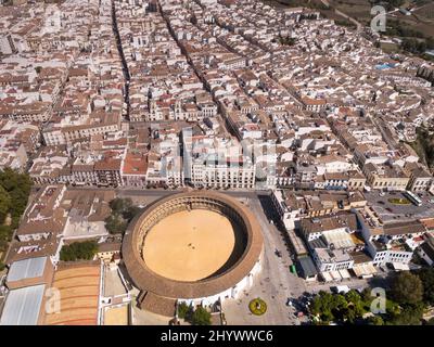 Aerial view of Ronda landscape and buildings with Puente Nuevo Bridge, Andalusia, Spain Stock Photo