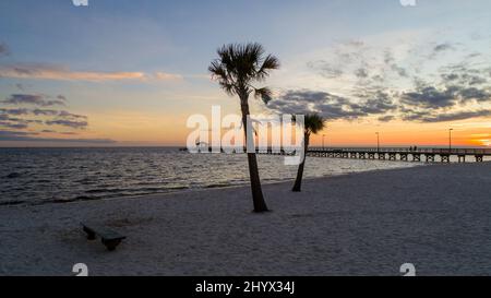 Biloxi Lighthouse Pier Stock Photo