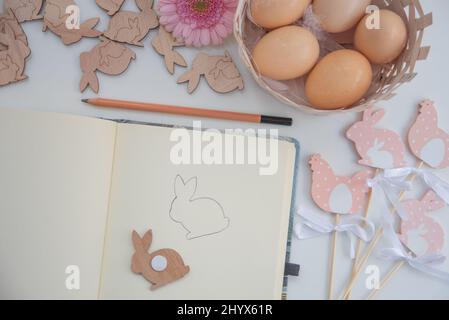 Easter decorations in pastel colors Stock Photo
