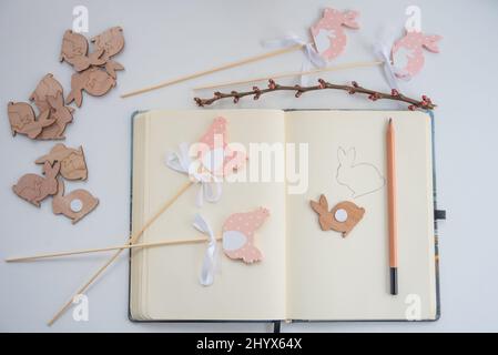 Easter decorations in pastel colors Stock Photo