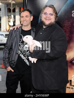 Vincenzo Natali and Guillermo Del Toro at the 'Splice' premiere, held at Grauman's Chinese Theatre, Los Angeles. Stock Photo