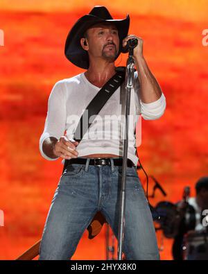 Tim McGraw performs live on stage at the 2010 CMA Music Festival held at LP Field in Nashville, USA. Stock Photo
