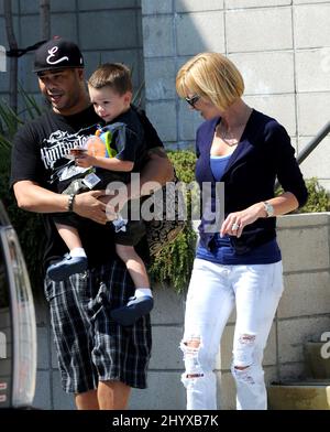 Jaime Pressly is seen picking up son Dezi James from his father Eric