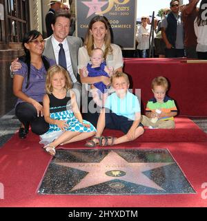 Mark Wahlberg, Rhea Durham, daughters Ella Rae and Margaret Grace, sons Michael and Brendan Joseph with the family nannie Cassie attend as Mark Wahlberg is honored with a star on the Hollywood Walk of Fame, Hollywood, CA. Stock Photo