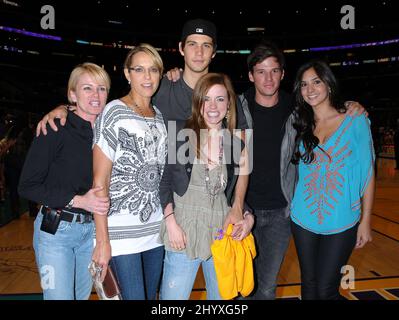 Judi Evans, Arianne Zucker, Casey Deidrick, Molly Burnett, Mark Hapka and Camila Banus at the 'Days of our Lives' Girls Night out game with the Los Angeles Sparks held at Staples Center, Los Angeles. Stock Photo
