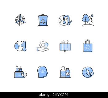 Caring for the environment - modern line design style icons set Stock Vector