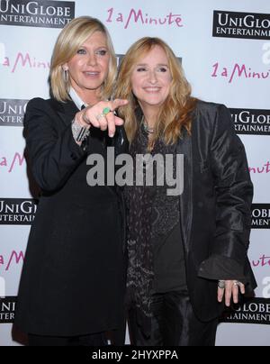 Olivia Newton-John and Melissa Etheridge during the '1 A Minute' docudrama premiere screening supporting Susan G. Komen for the Cure held at the Fletcher Jones Auditorium at Woodbury University, California Stock Photo