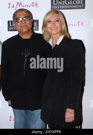 Deepak Chopra and Olivia Newton-John during the '1 A Minute' docudrama premiere screening supporting Susan G. Komen for the Cure held at the Fletcher Jones Auditorium at Woodbury University, California Stock Photo