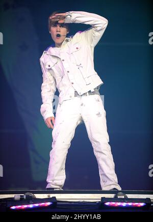 Justin Bieber during the 'My World Summer' tour stop at the Scope Arena, Virginia. Stock Photo