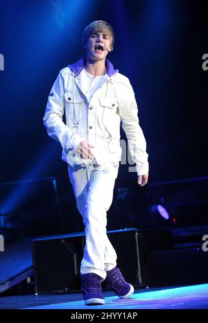 Justin Bieber during the 'My World Summer' tour stop at the Scope Arena, Virginia. Stock Photo