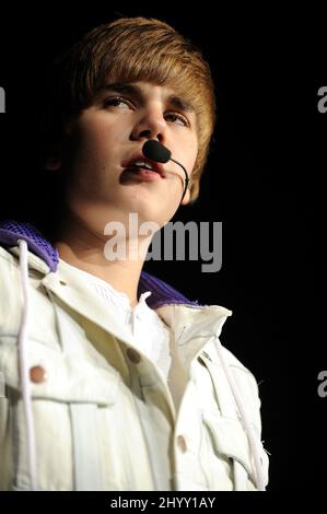 Justin Bieber during the 'My World Summer' tour stop at the Scope Arena, Virginia. Stock Photo