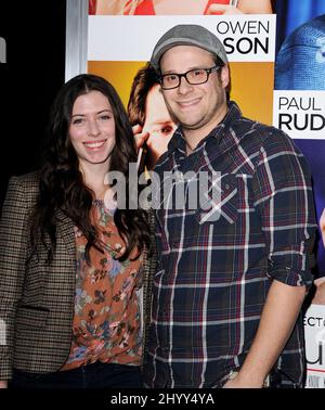 Lauren Miller and Seth Rogen at the 'How Do You Know' World Premiere premiere held at the Regency Village Theatre in Los Angeles, USA. Stock Photo
