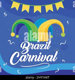 Brazil carnival template party ornaments and joker hat Vector Stock Vector