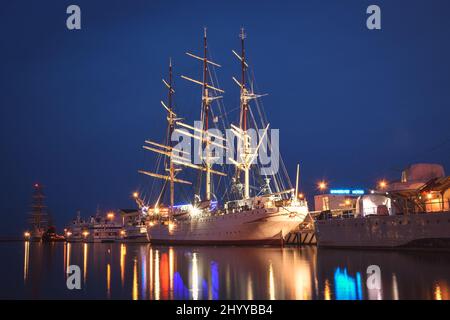GDYNIA, POLAND - OCTOBER 9, 2019: Beautiful historic ship named 'Dar Pomorza' in the port of Gdynia, Poland. Stock Photo