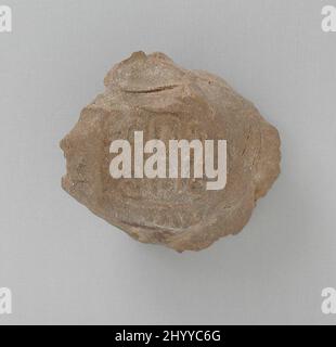 Seal impression with Throne Name of Thutmose III. Egypt, New Kingdom - Late Period (1504 - 333 BCE). Tools and Equipment; seals. Semi-baked clay with scorch marks Stock Photo