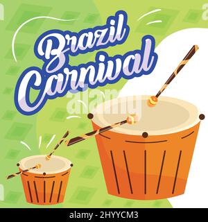 Pair of leather drums Brazil carnival template Vector Stock Vector