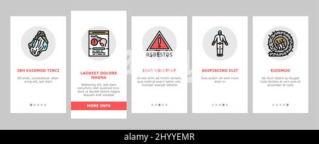 Asbestos Material And Problem Onboarding Icons Set Vector Stock Vector