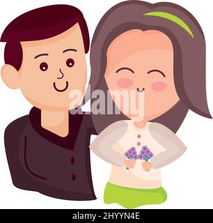 Isolated happy couple characters hugging each other Vector Stock Vector