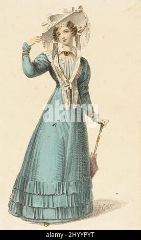 Fashion Plate, ‘Promenade Dress’ for ‘The Repository of Arts’. Rudolph Ackermann (England, London, 1764-1834). England, London, early 19th century. Prints; engravings. Hand-colored engraving on paper Stock Photo