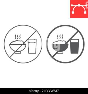 No food line and glyph icon Stock Vector