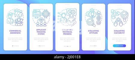 HR skills for business blue gradient onboarding mobile app screen Stock Vector