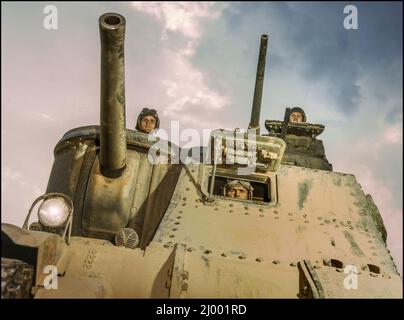 WW2 Propaganda image of American medium tank M3 “Lee”. Fort Knox, Kentucky, USA. M3 Lee is an American medium tank of the Second World War period. It was named in honor of the commander of the period of the Civil War in the US – General R. E. Lee.   Fort Knox Kentucky, United States June 1942 Stock Photo