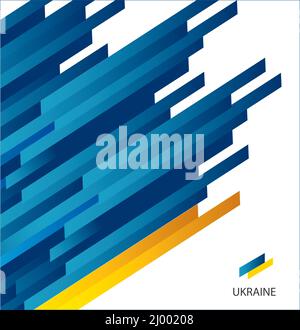 Folder with abstract design of blue and yellow colors lines, ukrainian background Stock Vector