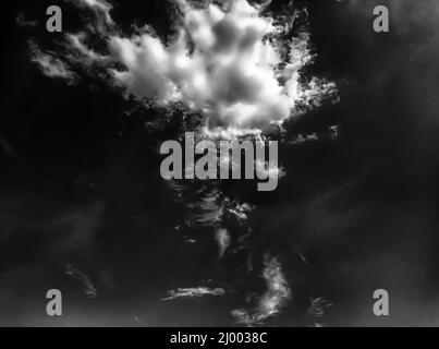 Blue sky with beautiful white clouds. white Сloud in the sky, black and white image. Stock Photo
