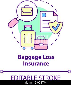 Baggage loss insurance concept icon Stock Vector