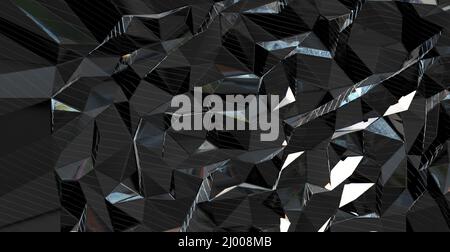 Modern black metal geometric shapes low poly backdrop Stock Photo