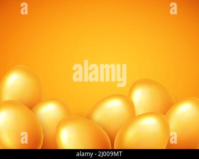 Happy Easter banner background template with beautiful realistic golden eggs. Vector illustration. Stock Vector