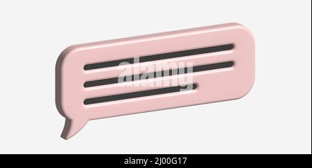 Glossy pink speech bubble, dialogue, messenger shape. 3D render vector icons for social media or website Stock Vector