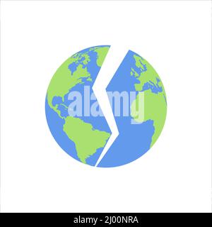 broken planet icon on white background. Stock Vector