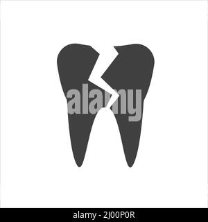 chipped tooth icon on white background broken tooth Stock Vector