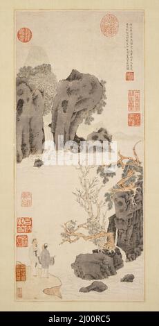 Old Trees by a Cold Waterfall. Wen Zhengming ������ (China, Jiangsu Province, Suzhou, 1470-1559). China, Chinese, Ming dynasty, dated 1531. Paintings. Hanging scroll, ink and color on paper Stock Photo
