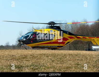 HEMS helicopter on the landing field Stock Photo