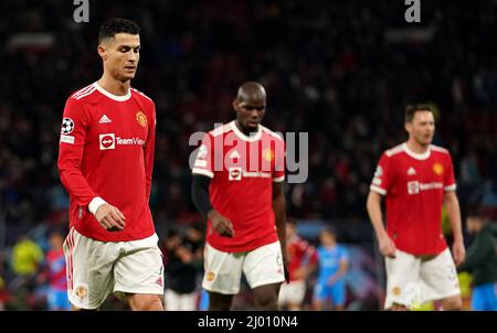 Manchester United's Cristiano Ronaldo looks dejected after the UEFA Champions  League round of sixteen second leg match at Old Trafford, Manchester.  Picture date: Tuesday March 15, 2022 Stock Photo - Alamy