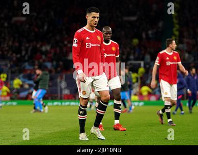 Manchester United's Cristiano Ronaldo looks dejected after the UEFA Champions  League round of sixteen second leg match at Old Trafford, Manchester.  Picture date: Tuesday March 15, 2022 Stock Photo - Alamy