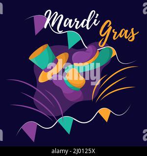 Group of colored carnival hats Purple mardi gras invitational poster Vector Stock Vector